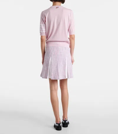 Thom Browne Crew Neck Striped Sleeve Tank Top In Pink