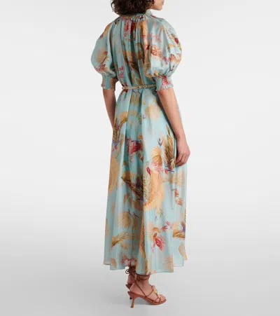 Zimmermann Ascension Billowed Silk Maxi Dress In Blue