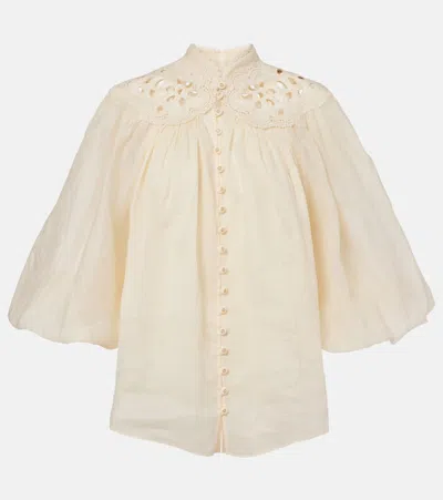 Zimmermann Embroidered Blouse "coco" In White