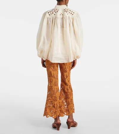 Zimmermann Embroidered Blouse "coco" In White