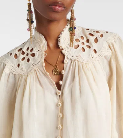 Zimmermann Embroidered Blouse "coco" In White