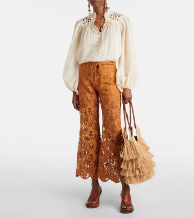 Zimmermann Embroidered Blouse "coco" In White