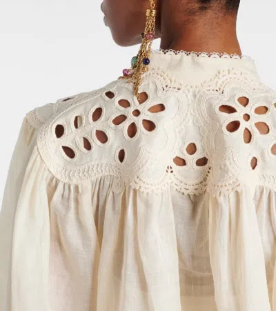 Zimmermann Embroidered Blouse "coco" In White