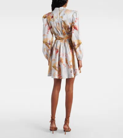 Zimmermann Ascension Linen Plunge Mini Dress In White