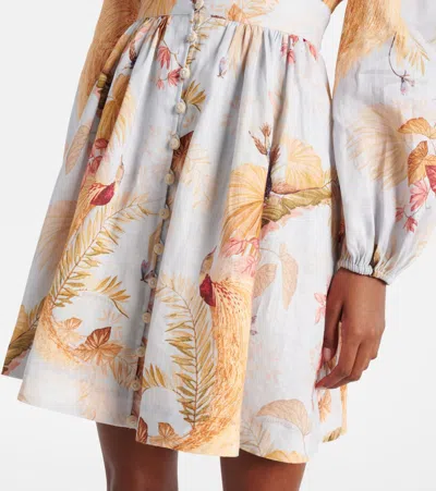 Zimmermann Ascension Linen Plunge Mini Dress In White