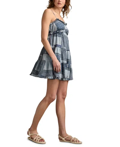 Lucky Brand Women's Patchwork Ruffle Tiered Mini Dress In Blue