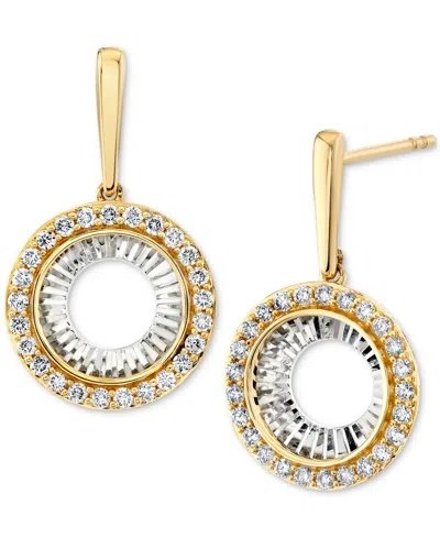 Macy's Diamond Sunray Circle Drop Earrings (1/2 Ct. T.w.) In 14k Two-tone Gold