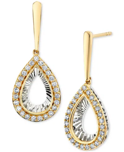 Macy's Diamond Sunray Pear Drop Earrings (1/2 Ct. T.w.) In 14k Two-tone Gold