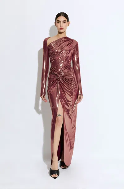 Lapointe Coated Jersey Asymmetric Draped Sarong Dress
