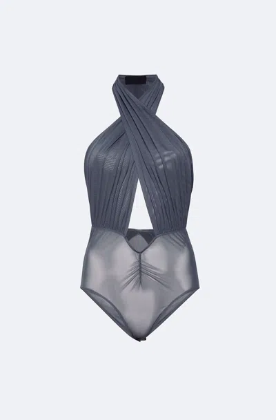 Lapointe Mesh Halter Cutout Bodysuit