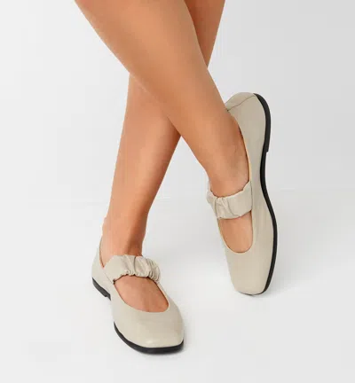 La Canadienne Grey Leather Mary Jane Ballerina Flats In Pattern