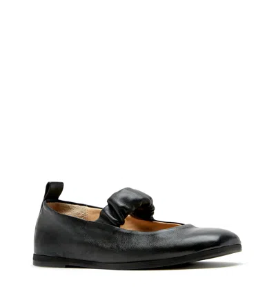 La Canadienne Grey Leather Mary Jane Ballerina Flats In Pattern