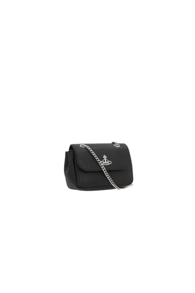 Vivienne Westwood Women Shoulder Bag With Orb Plaque In Black