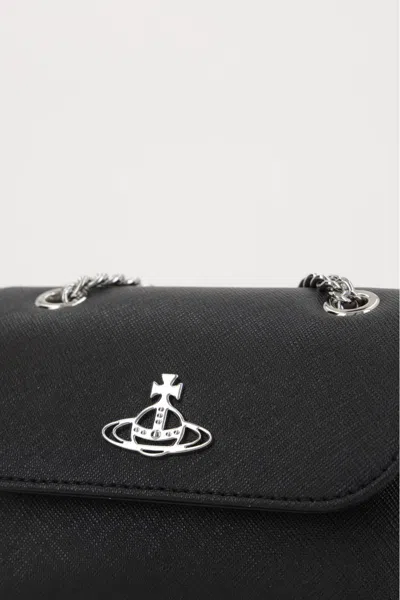 Vivienne Westwood Women Shoulder Bag With Orb Plaque In Black