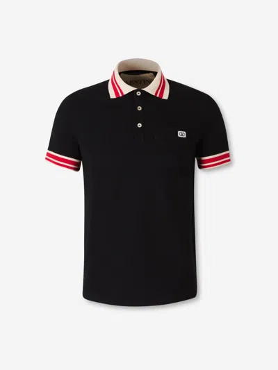 Valentino Vlogo Signature Cotton Polo Shirt In Black