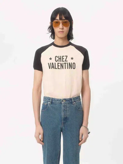 Valentino Sleeve Contrast Graphic Print Crew Neck