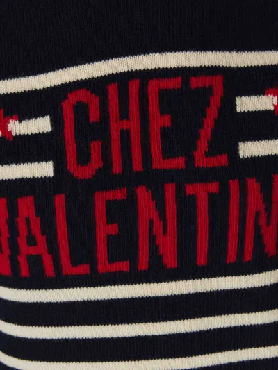 Valentino Garavani Crewneck Sweater With Bold Jacquard Motif In Black