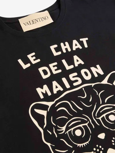 Valentino Garavani T-shirt With Le Chat De La Maison Print In Black