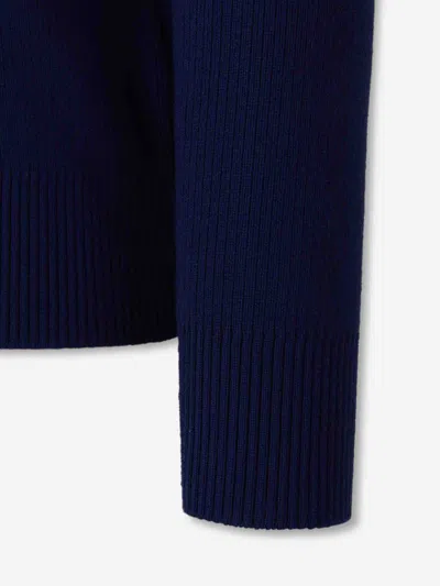 Valentino Embroidered Striped Virgin Wool And Cotton-blend Sweater In Blue