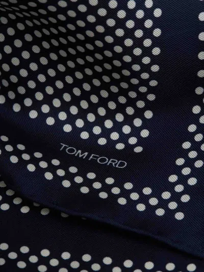 Tom Ford Polka Dot Silk Pocket Square In Black