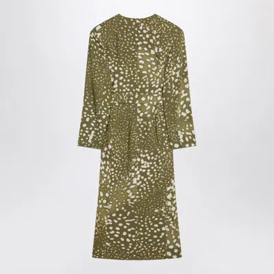 Dries Van Noten Dress With Belt And Khaki Green Print