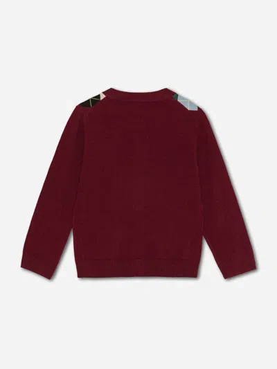 Ganni Womens Tawny Port Rhombus-print Round-neck Wool And Cashmere Cardigan Xl