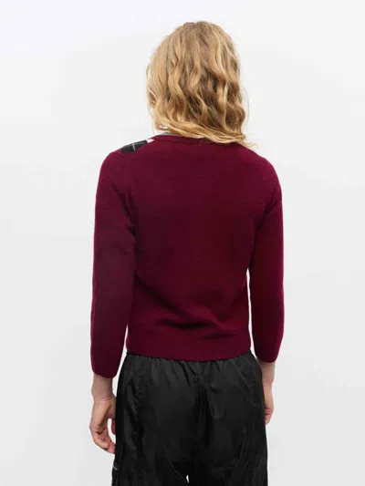Ganni Womens Tawny Port Rhombus-print Round-neck Wool And Cashmere Cardigan Xl