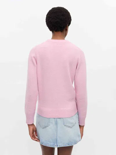 Ganni Womens Chalk Pink Poodle Logo-motif Wool-blend Knit Jumper Xs In Pink