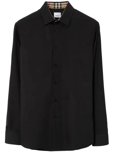 Burberry Sherfield Equestrian Knight Stretch Cotton Poplin Button-up Shirt