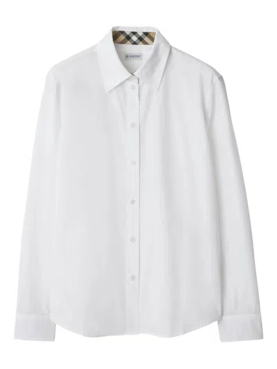 Burberry Cotton Poplin Shirt With Check Pattern Detail