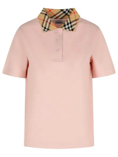 Burberry Polo Shirt With Classic Check Pattern And Tonal Logo Embroidery