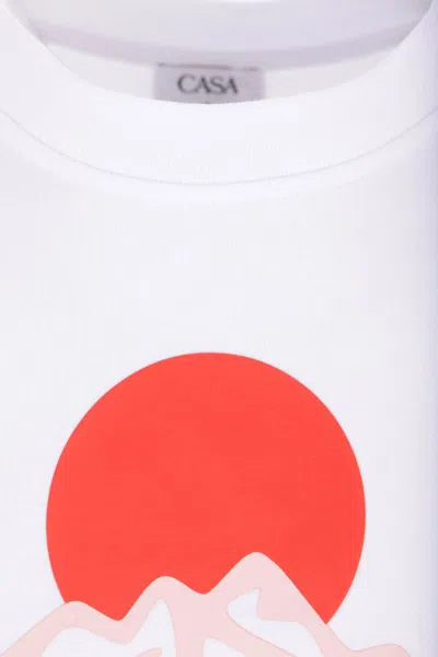 Casablanca White Crewneck T-shirt With Logo On The Front