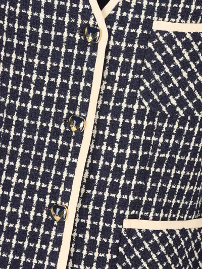Valentino Boucle Wool Blend Jacket With Contrast Trim