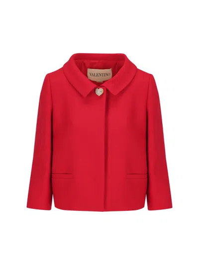 Valentino Womens Paris Heart-button Relaxed-fit Wool And Silk Jacket