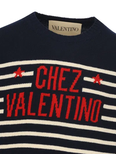 Valentino Garavani Crewneck Sweater With Bold Jacquard Motif In Black