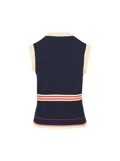 Valentino Garavani Women Midnight Blue Cotton Vest In Blue