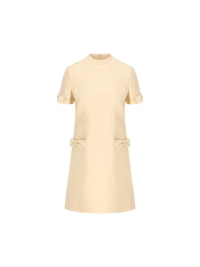Valentino Womens Betulla Bow-embellishment Short-sleeves Wool And Silk Mini Dress
