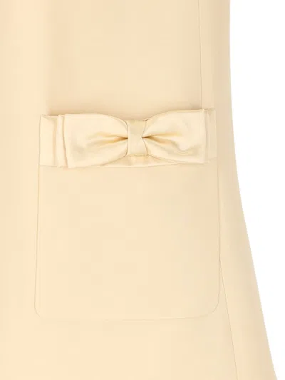 Valentino Womens Betulla Bow-embellishment Short-sleeves Wool And Silk Mini Dress