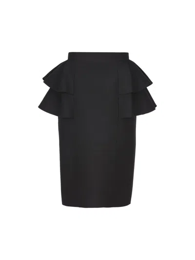 Valentino Couture Crepe High-waisted Skirt With Ruffle Detail