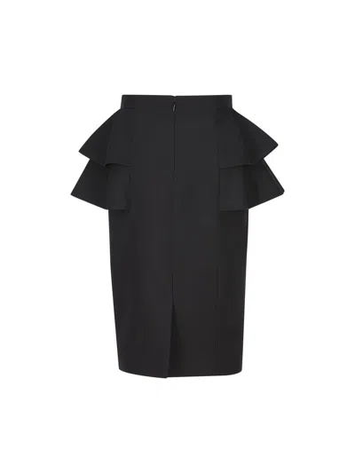 Valentino Couture Crepe High-waisted Skirt With Ruffle Detail