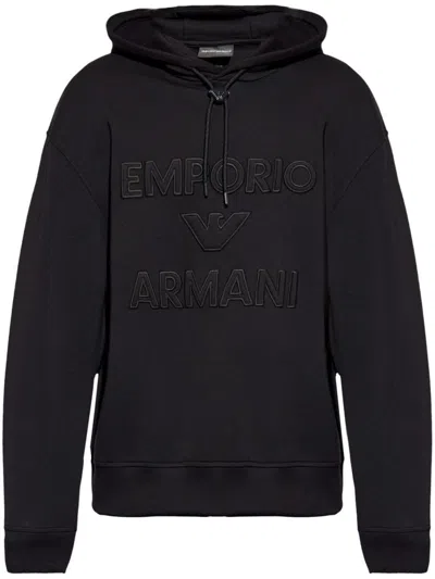 Emporio Armani Black Logo Print Hoodie