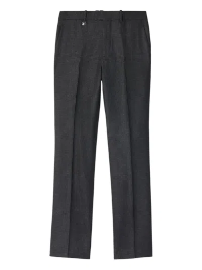 Burberry Check Wool Cashmere Tailored Trousers In Green