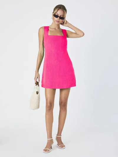 French Connection Birdie Linen Blend Square Neck Dress
