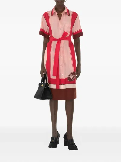 Burberry Knight Stamp Box Silk Shirt Dress