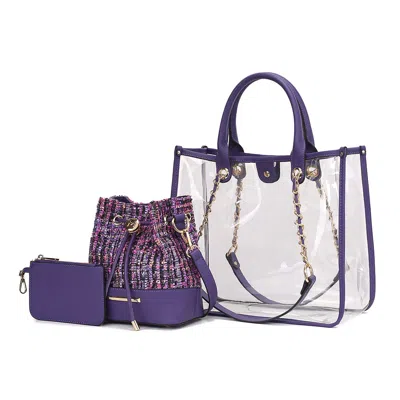 Mkf Collection By Mia K Diva Pvc Tote Bag With Tweed Bucket Bag And Small Pouch Purse By Mia K