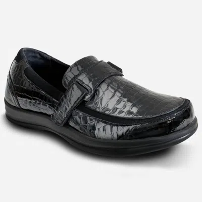 Apex Women's Evelyn Leather Loafer In Black Croc