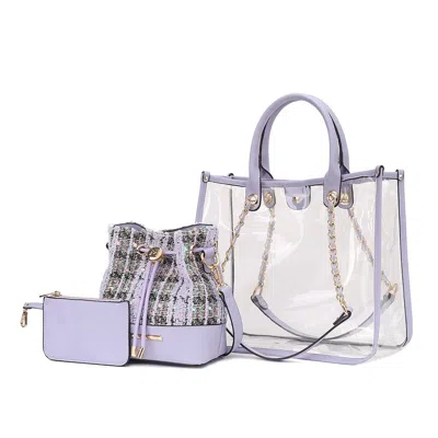 Mkf Collection By Mia K Diva Pvc Tote Bag With Tweed Bucket Bag And Small Pouch Purse By Mia K