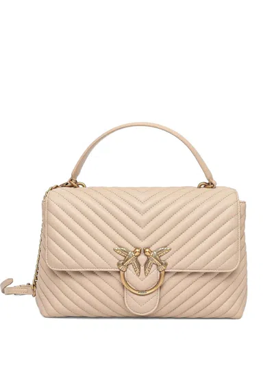 Pinko Classic Love Lady Puffer Handbag In Neutral
