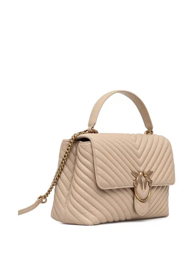 Pinko Classic Love Lady Puffer Handbag In Neutral