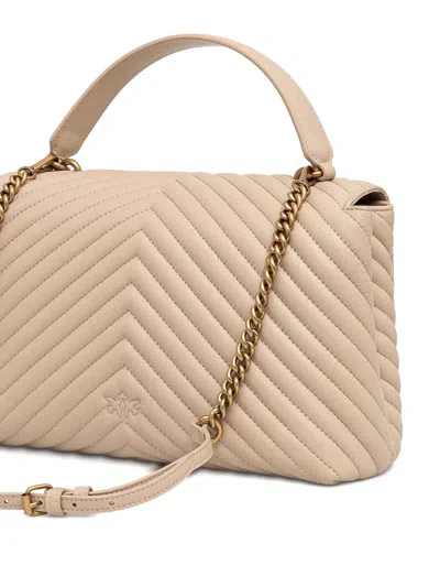 Pinko Classic Love Lady Puffer Handbag In Neutral